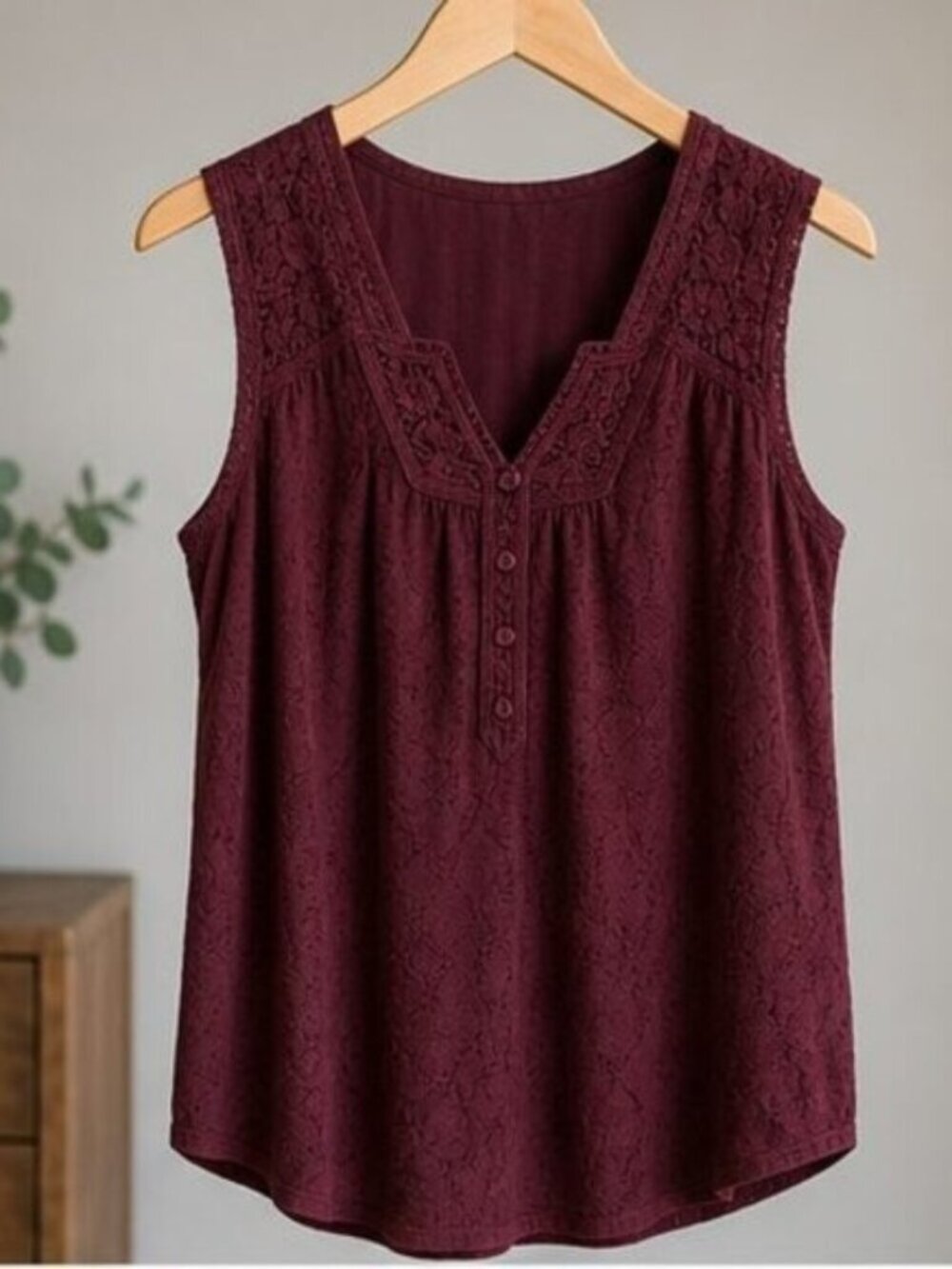 Burgundy V Neck Top